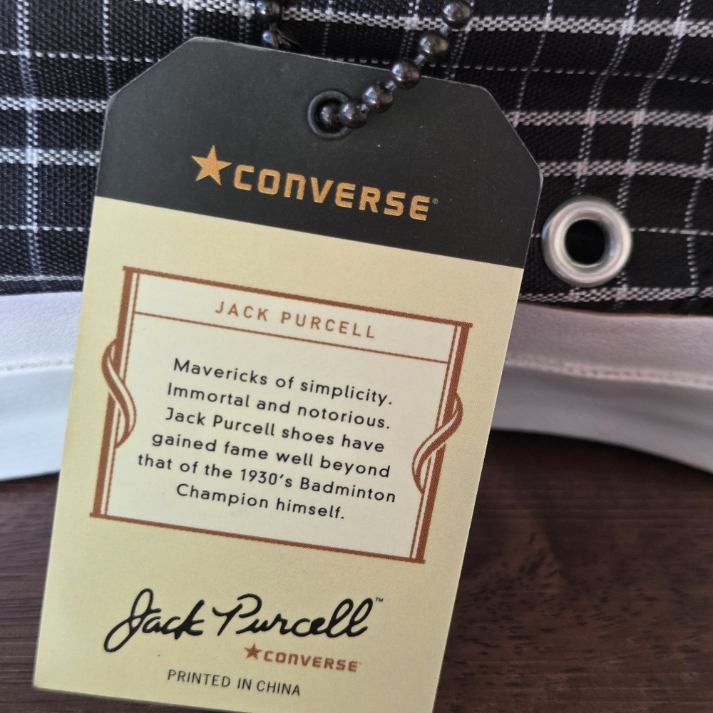 NWT Converse Jack Purcell Print Ox Black Plaid US Women's Sz 9.5 Men's 8 EU 41 - Picture 13 of 16
